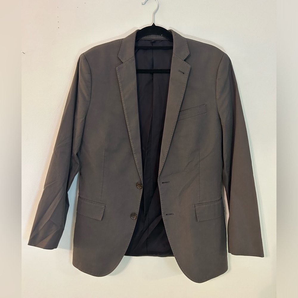 J Crew Ludlow Blazer Sports Jacket S 100% Cotton Solid Gray Preppy‎ Causal S 38R